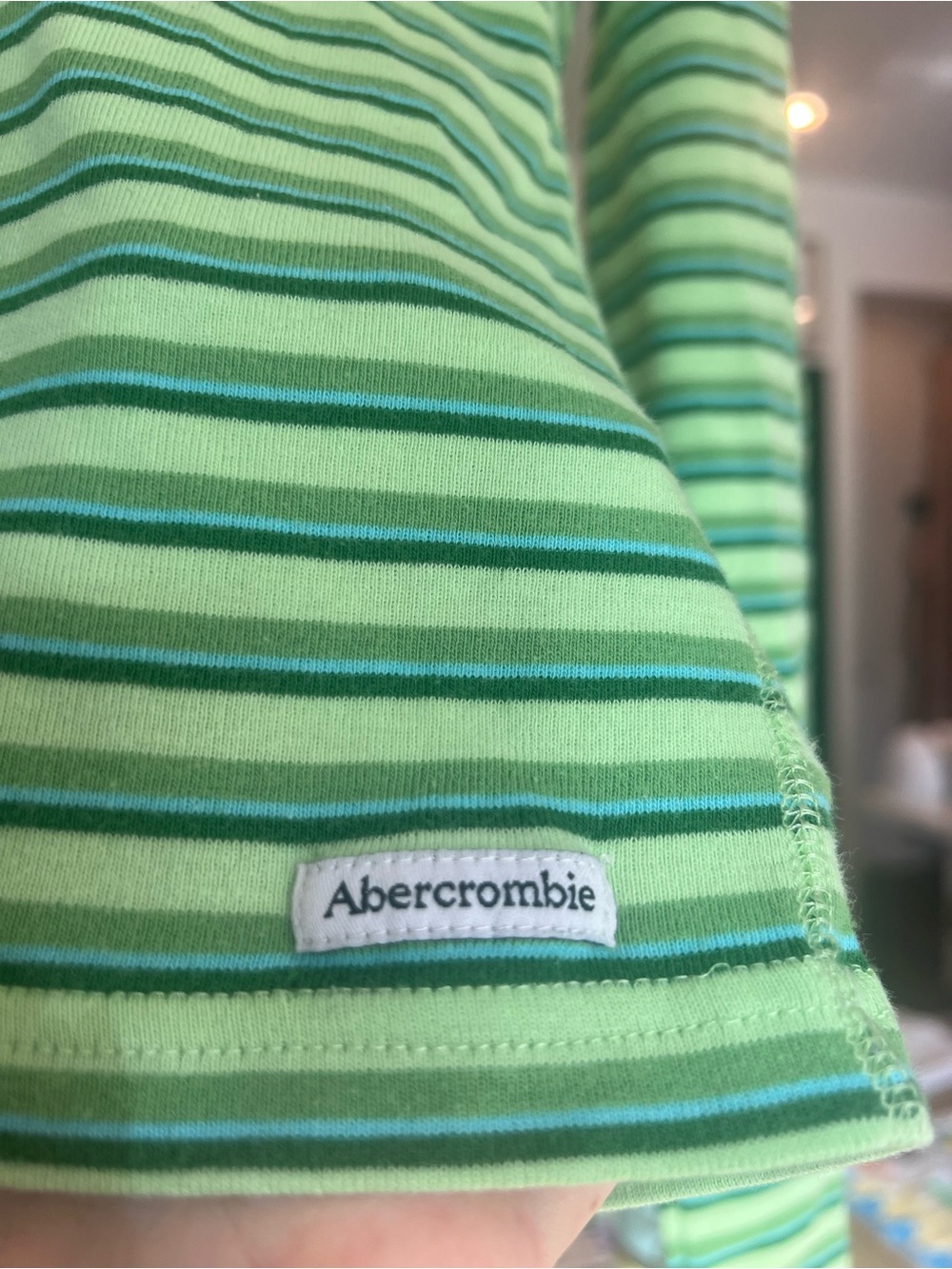 Abercrombie & Fitch Light Green Striped Henley - Picture 2 of 6